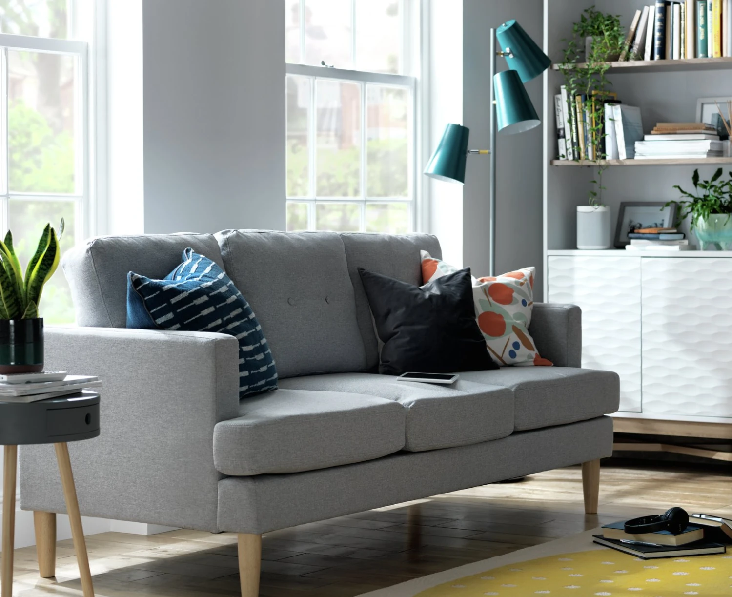 Habitat Joshua Fabric 3 Seater Sofa - Blue 2 Habitat Joshua Fabric 3 Seater Sofa - Blue - Image 2