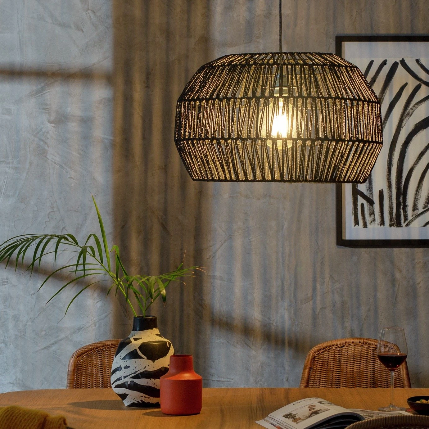 Habitat Neda Rope 55cm Shade - Black 1 Habitat Neda Rope 55cm Shade - Black