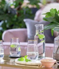 Habitat Set Of 4 Gold Rim Hi Ball Glasses 6 Habitat Set Of 4 Gold Rim Hi Ball Glasses -Habitat Store 9608018 R Z001C