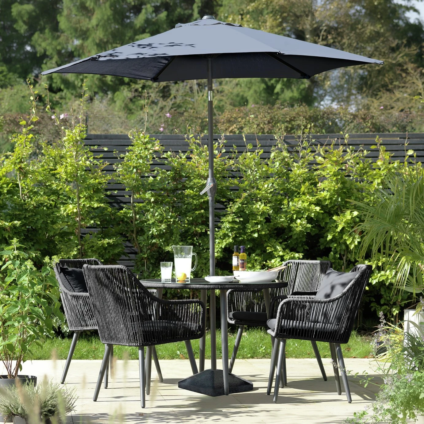 Habitat Malta 4 Seater Rattan Effect Patio Set - Black 2 Habitat Malta 4 Seater Rattan Effect Patio Set - Black - Image 2