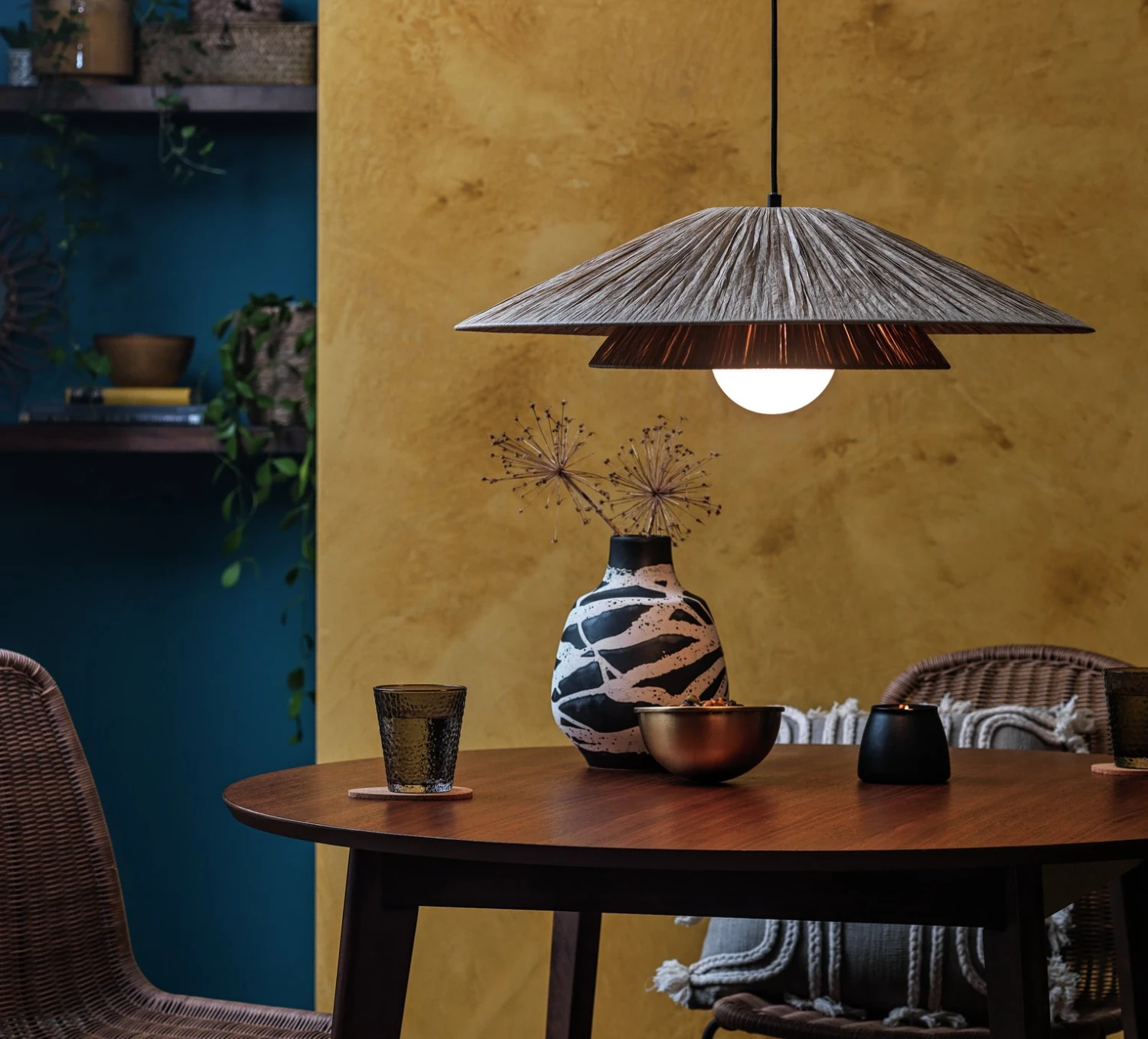 Habitat Guii 2 Tier Rattan Pendant Light - Natural 6 Habitat Guii 2 Tier Rattan Pendant Light - Natural - Image 6