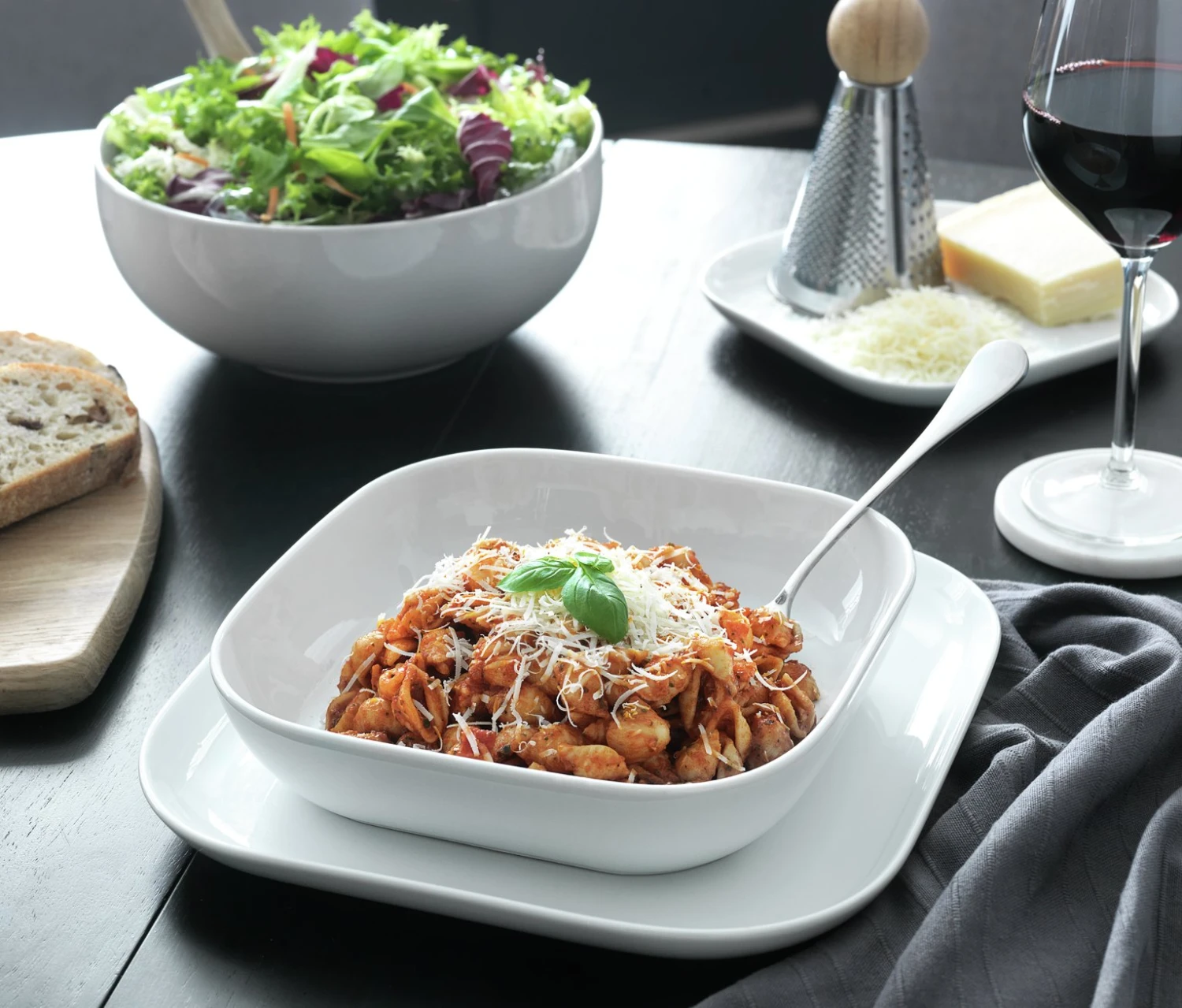 Habitat Riko Square 4 Piece Pasta Bowls - White 2 Habitat Riko Square 4 Piece Pasta Bowls - White - Image 2