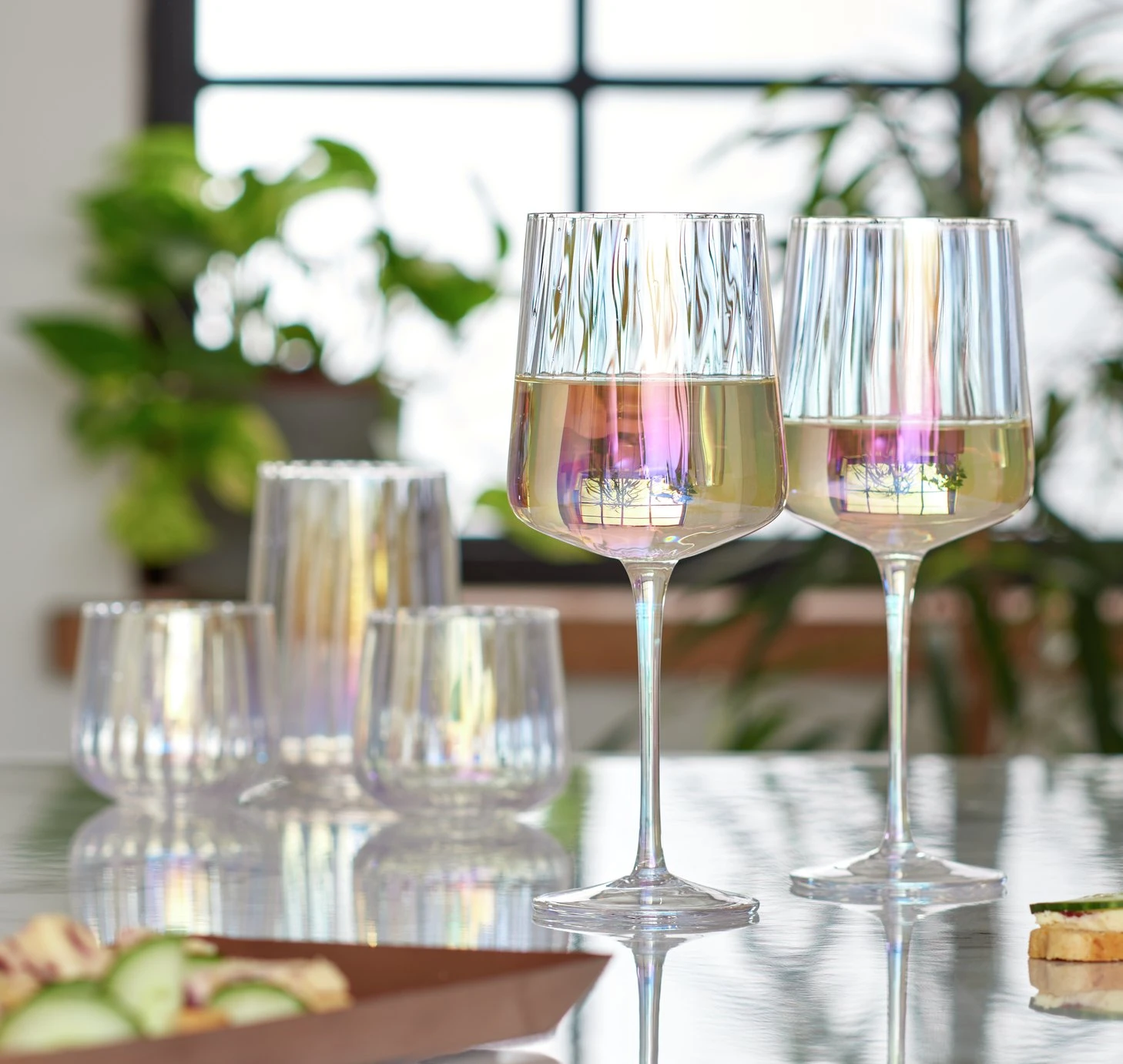 Habitat Iridescent Flute Wine Glass-Set Of 4 2 Habitat Iridescent Flute Wine Glass-Set Of 4 - Image 2