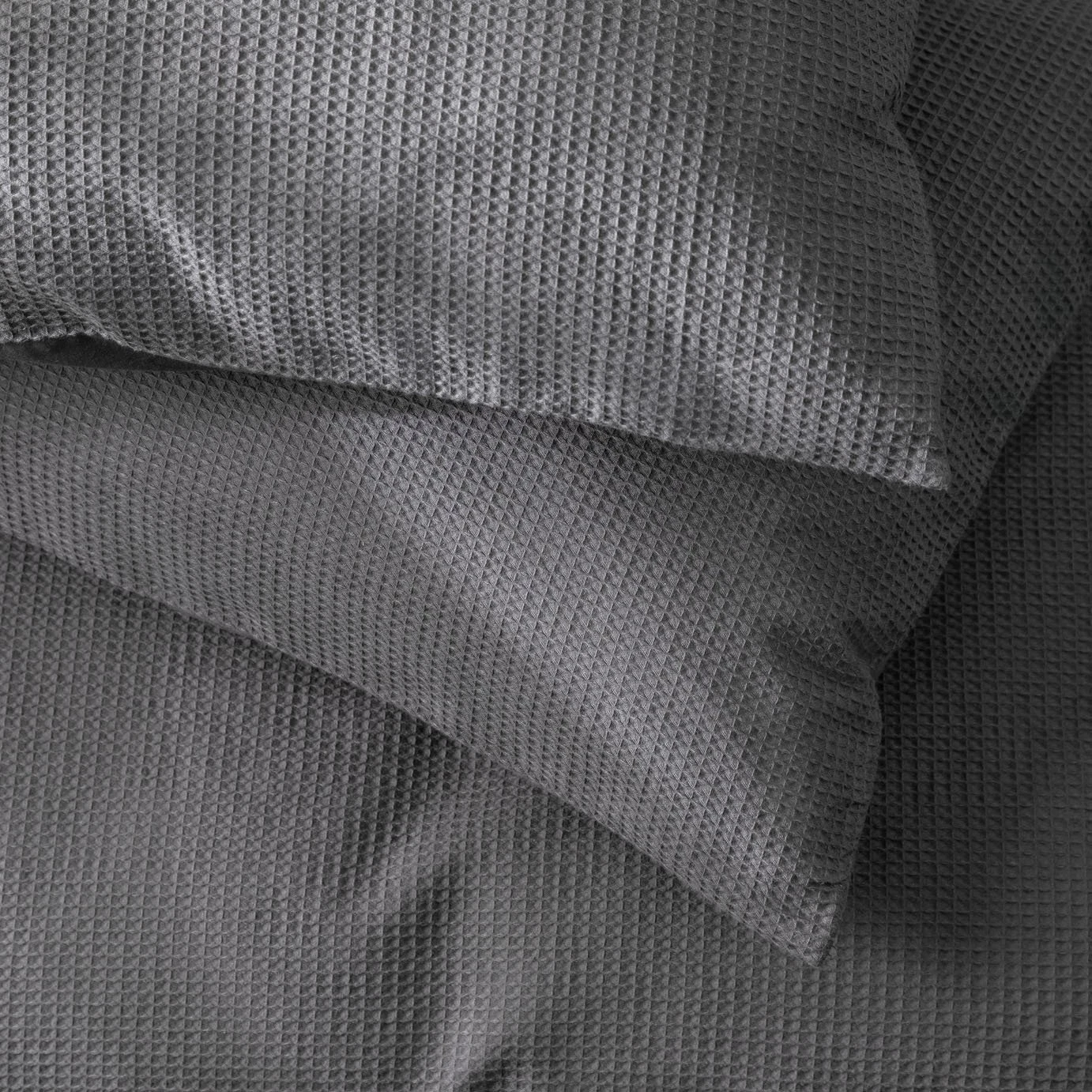 Habitat Cotton Waffle Plain Charcoal Bedding Set - Single 4 Habitat Cotton Waffle Plain Charcoal Bedding Set - Single - Image 4