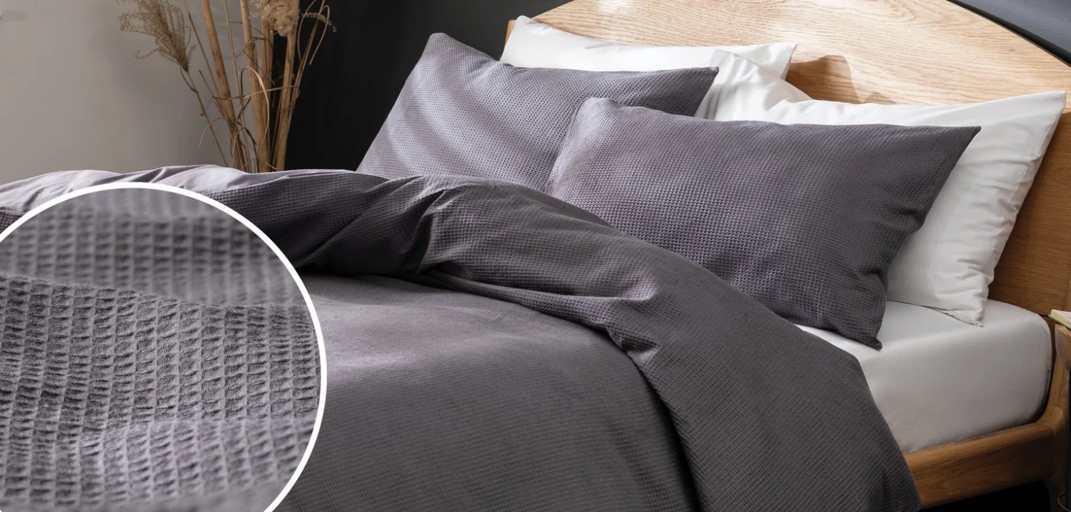 Habitat Cotton Waffle Plain Charcoal Bedding Set - Single 5 Habitat Cotton Waffle Plain Charcoal Bedding Set - Single - Image 5