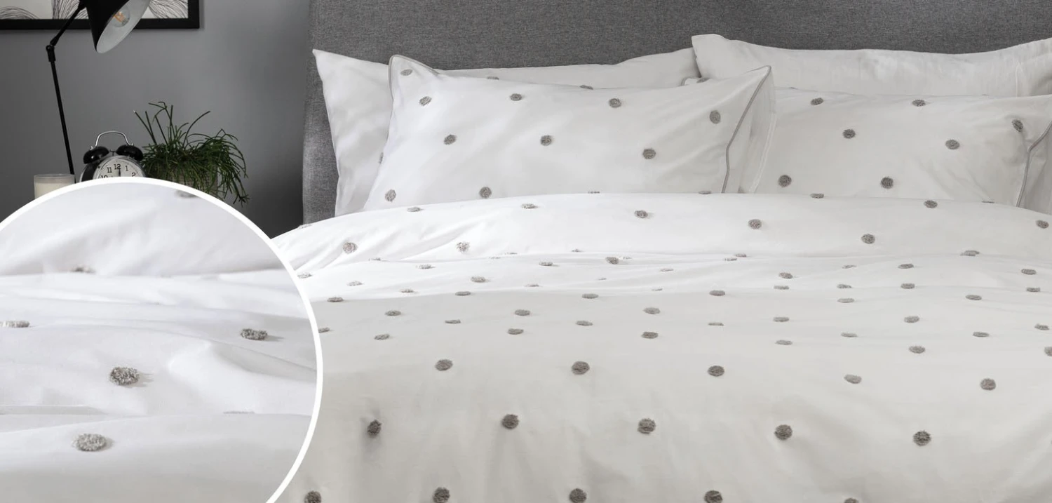 Habitat Tufted Spot White & Grey Bedding Set - Single 5 Habitat Tufted Spot White & Grey Bedding Set - Single - Image 5