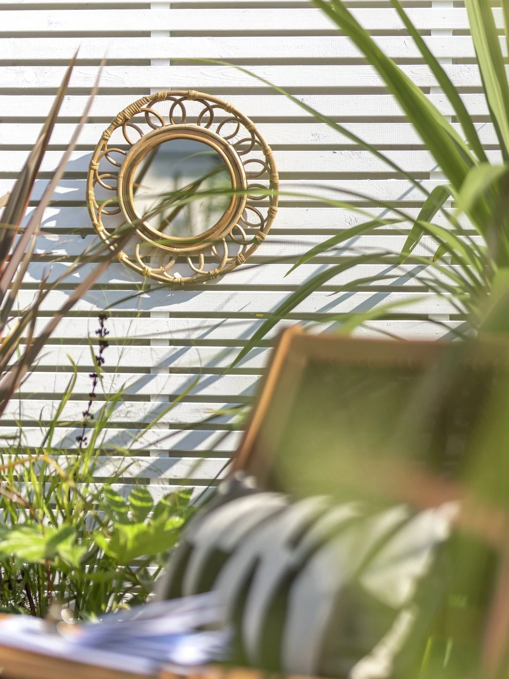 Habitat Faux Rattan Garden Mirror 2 Habitat Faux Rattan Garden Mirror - Image 2