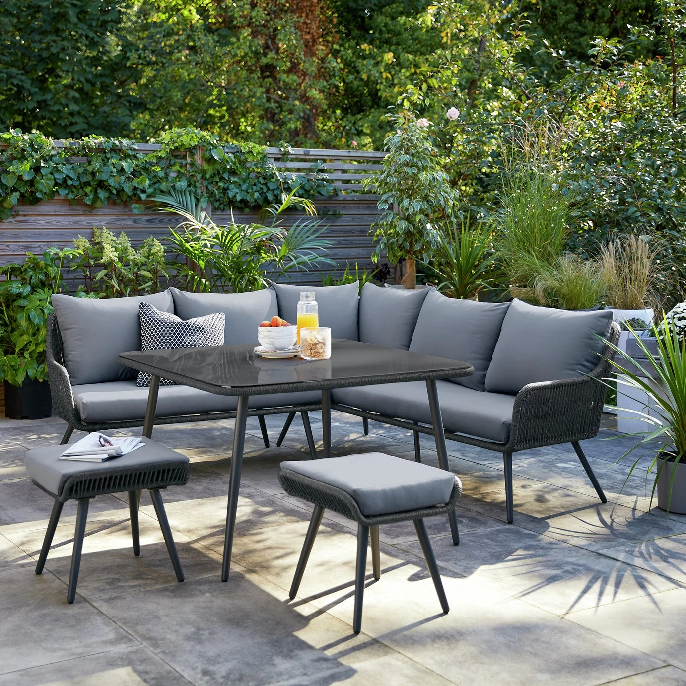 Habitat Malta 6 Seater Rattan Effect Patio Set - Black 1 Habitat Malta 6 Seater Rattan Effect Patio Set - Black
